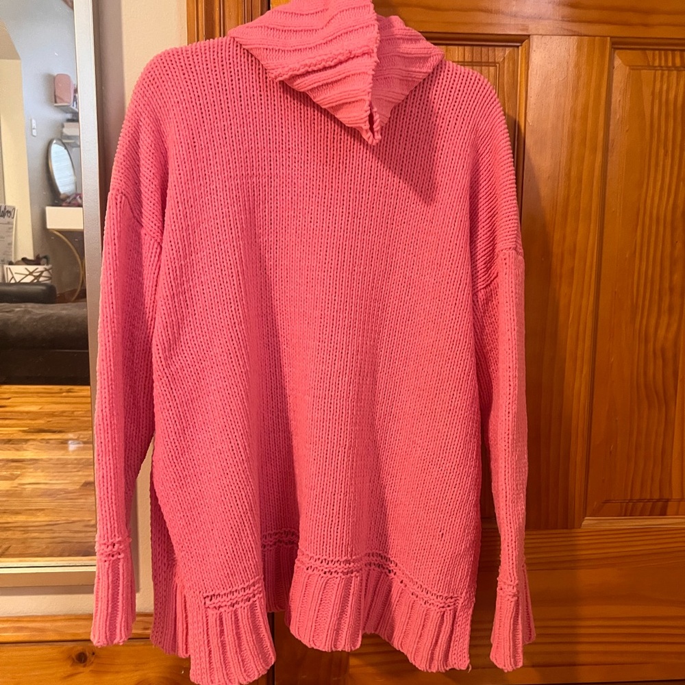 Aerie Pink Cowl Neck Sweater